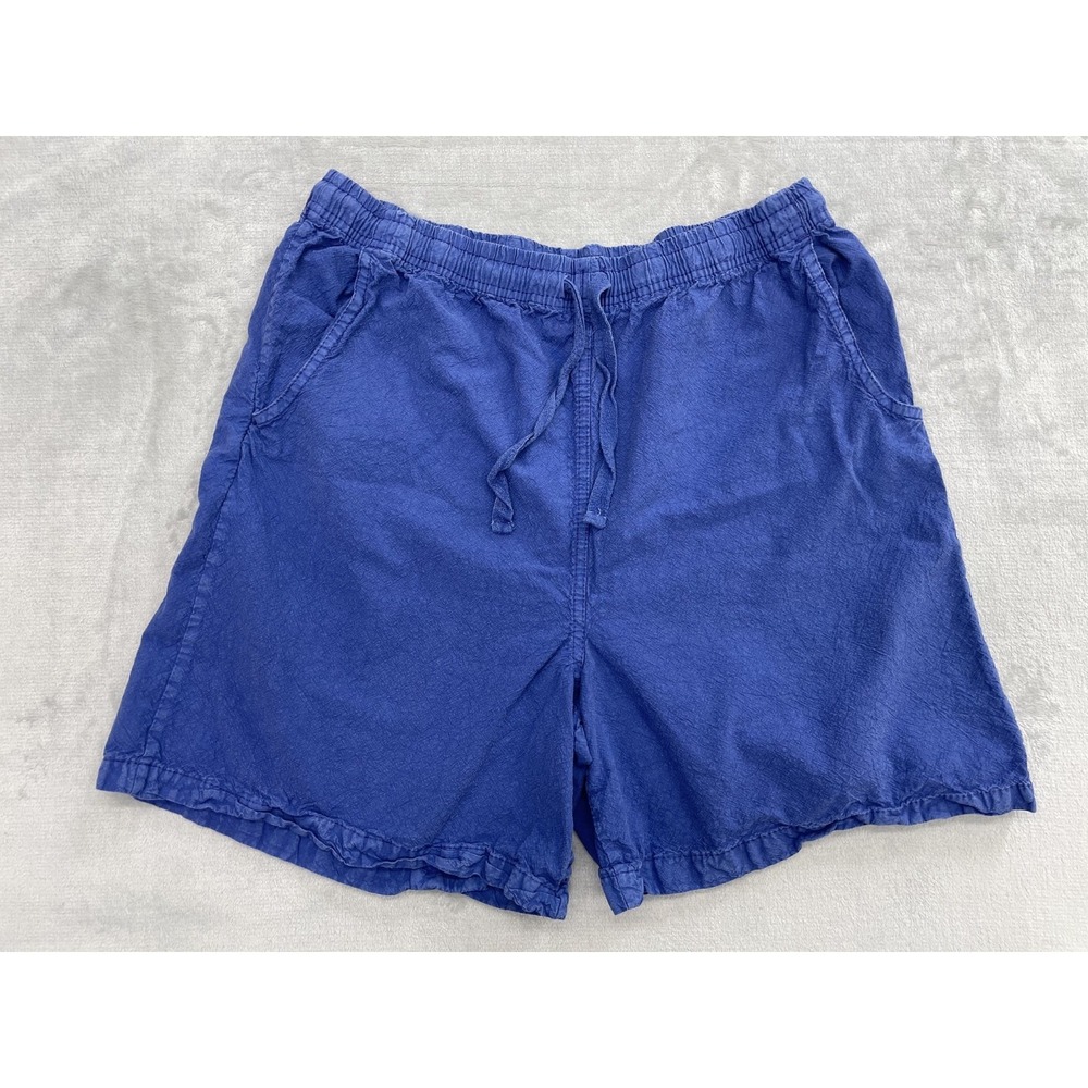 Vintage 90s Ragtop Shorts Mens L Blue 100% Cotton Elastic Waist USA